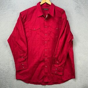 Roper Shirt Button Up Men 3XL Red Western Pearl Snap Flap Pocket Long Sleeve NEW
